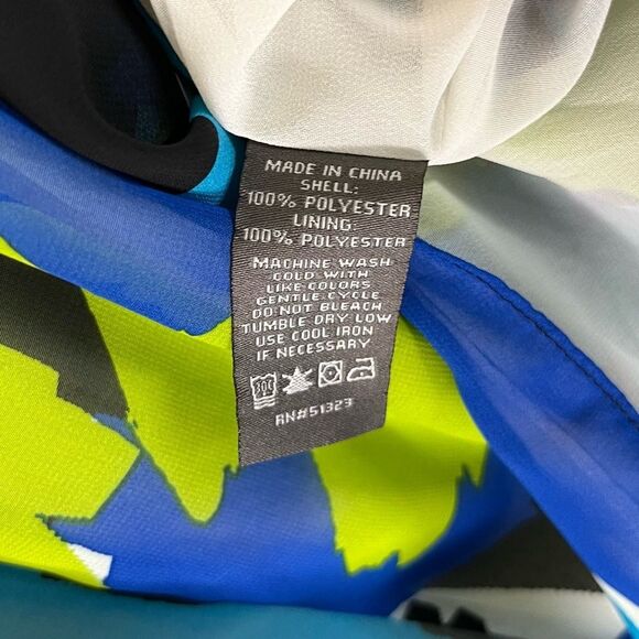 Vince Camuto Dress Women’s Green Blue Abstract Sleeveless Belted Pleated Lined 6 - Picture 12 of 13